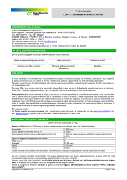Conto corrente Formula Affari - Cassa di Risparmio di Cento