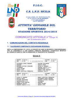 COMUNICATO UFFICIALE n°72/sgs 10