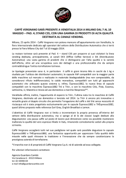 caff&egrave; vergnano sar&agrave; presente a venditalia 2014 a milano dal 7 al 10