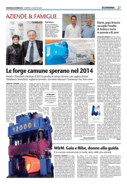 Le forge camune sperano nel 2014
