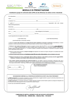 MODULO DI PRENOTAZIONE