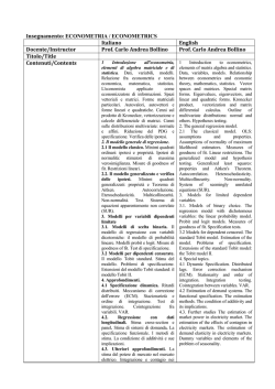 Insegnamento: ECONOMETRIA / ECONOMETRICS