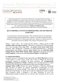 quattromila eventi in programma nei sei mesi di expo 2015