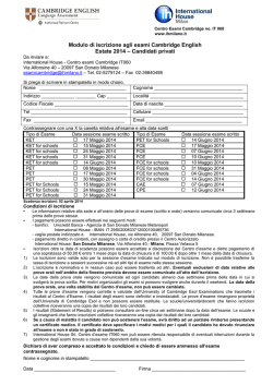 Modulo di iscrizione agli esami Cambridge English Estate 2014