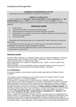 Comunicato del 10 Luglio 2014