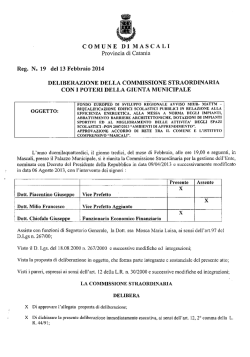 Delibera N&deg; 19 Delibera Commissione Straordinaria con i Poteri