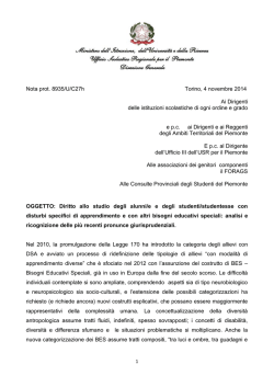 Nota prot. 8935/U/C27h Torino, 4 novembre 2014 Ai Dirigenti delle