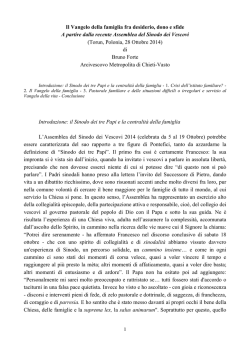 Il Vangelo della famiglia fra desiderio, dono e sfide A