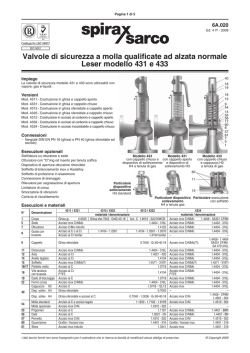 Valvole di sicurezza LESER mod. 431 e 433 flangiate ad