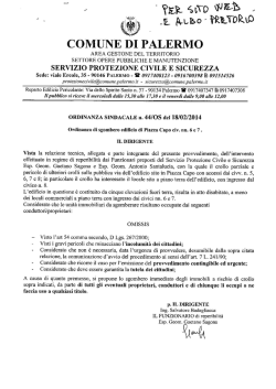 o.s. n&deg;44 del 18/02/2014. ordinanza di sgombero edificio di piazza