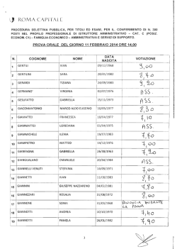 Prova orale - 11 febbraio 2014 ore 14:00