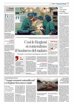 TORINO Cos&igrave; le Regioni si contendono il business del malato