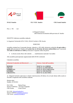 SNALS Sondrio FLC CGIL Sondrio CISL Scuola Sondrio Prot. n 592