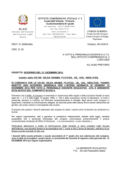 Indetto dalle OO.SS. GILDA UNAMS, FLC/CGIL, UIL