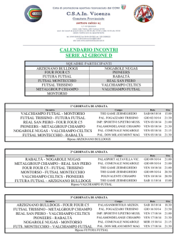 CALENDARIO INCONTRI SERIE A2 GIRONE D