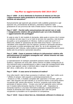 Faq Miur su aggiornamento GAE 2014-2017