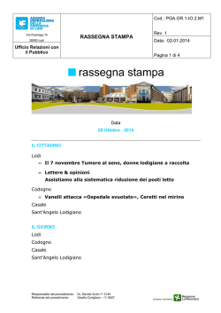 rassegna stampa 28 ottobre 2014 - Azienda Ospedaliera della