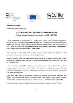 3 MILIONI DI EURO PER IL MICROCREDITO IN EMILIA ROMAGNA