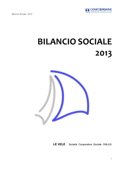Bilancio Sociale 2013 - Le Vele - società cooperativa sociale onlus