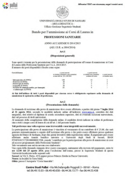 Bando Professioni Sanitarie a.a. 2014-2015 F.to