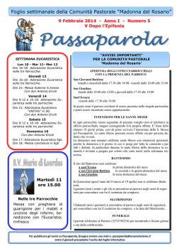 Passaparola 9 febbraio 2014