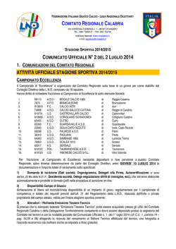 1. ATTIVIT&Agrave; UFFICIALE STAGIONE SPORTIVA
