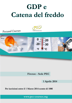 CORSO PEC &ldquo;GDP e Catena del freddo&rdquo;