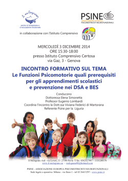 incontro formativo sul tema le funzioni Psicomotorie quali