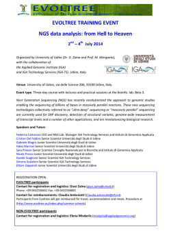 EVOLTREE TRAINING EVENT NGS data analysis: from Hell to