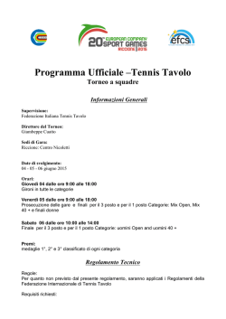 Programma Ufficiale &ndash;Tennis Tavolo