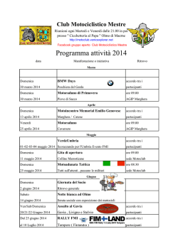 Programma attivit&agrave; 2014 - Club Motociclistico Mestre