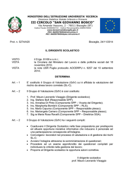 Nomina del Gruppo di Valutazione sullo stress lavoro