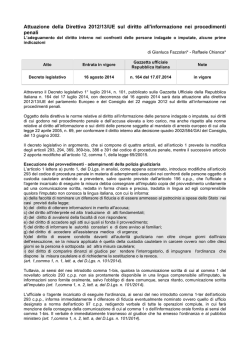 Attuazione della Direttiva 2012/13/UE sul diritto all