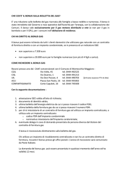 Bonus Gas - Comune Di Montecchio Maggiore