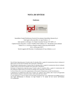 Immobiliare Grande Distribuzione SIIQ SpA - Nota di Sintesi