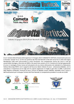 G.S.A. Cometa ASD di Pusiano (CO) organizza il