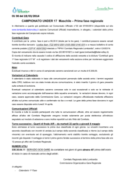CAMPIONATO UNDER 17 Maschile &ndash; Prima fase regionale