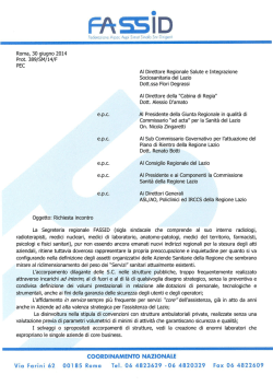 Roma, 30 giugno 2014 Prot. 389/SM/14/F PEC Al Direttore