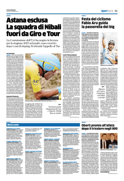 Astana esclusa La squadra di Nibali fuori da Giro e Tour