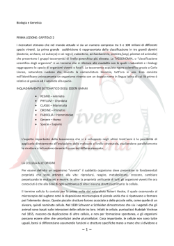 Biologia e Genetica PRIMA LEZIONE: CAPITOLO