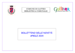 BOLLETTINO DELLE NOVIT&Agrave; APRILE 2014