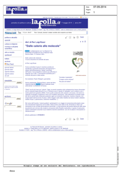 "Dalle calorie alle molecole" 1 07-05-2014