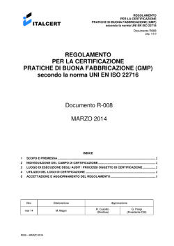 Regolamento per la Certificazione GMP Cosmetiche