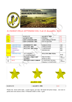 15/12 Diario della settimana dal 9/12 al 14/12