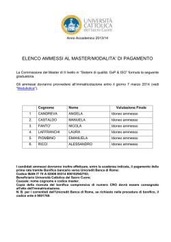 elenco ammessi - Universit&agrave; Cattolica del Sacro Cuore