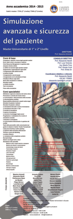 Anno accademico 2014 - 2015 - Università Cattolica del Sacro Cuore