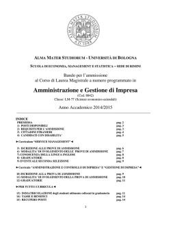 Bando ammissione - Lauree e Lauree Magistrali