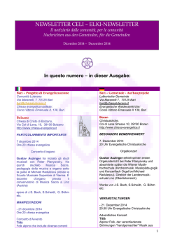 Eventi del mese - Chiesa Evangelica Luterana in Italia