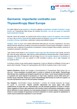 Importante contratto con ThyssenKrupp Steel