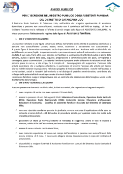 Regolamento iscrizione registro Assistenti Familiari